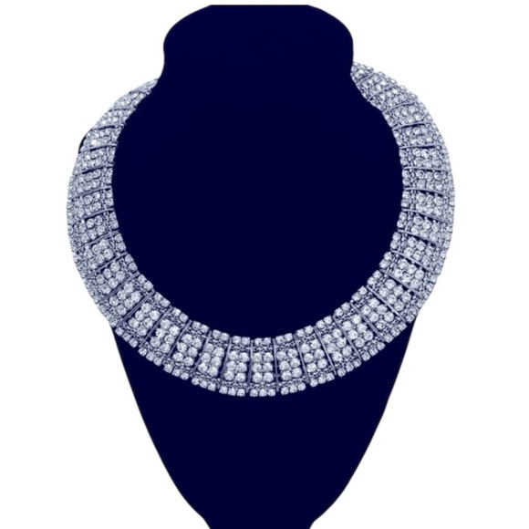 Thalia Sodi Silver Tone Crystal Collar Table Tower 18” Necklace for Ladies - Picture 1 of 5